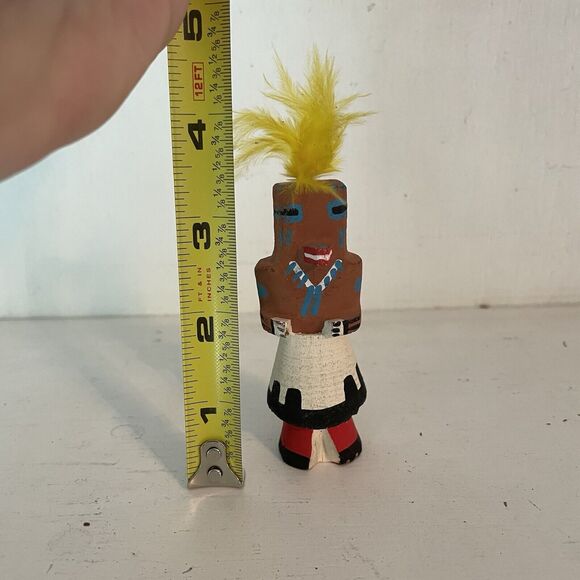 Native American Hopi Kachina Doll SQUIRREL by POOLEY 3-Inch Feathers Intact - Picture 7 of 7